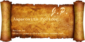 Jagerovits Polidor névjegykártya